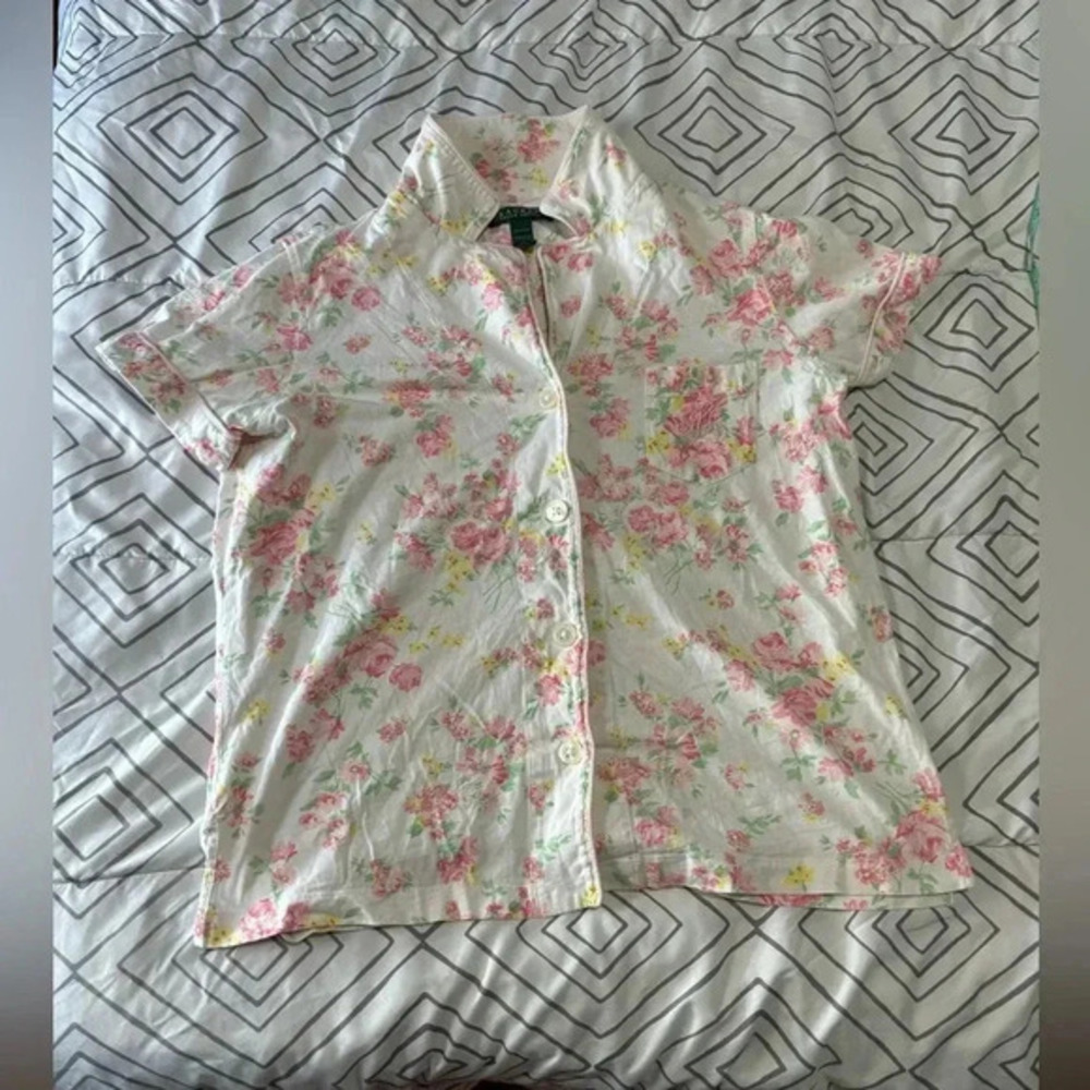 Lauren Ralph Lauren Women’s Pajama Sleep Button Down Top size Large